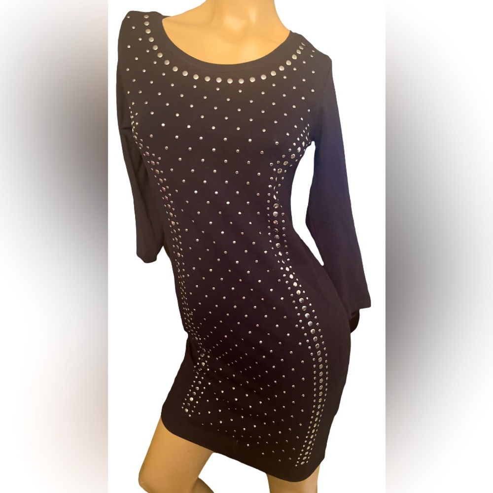 Black studded sexy dress